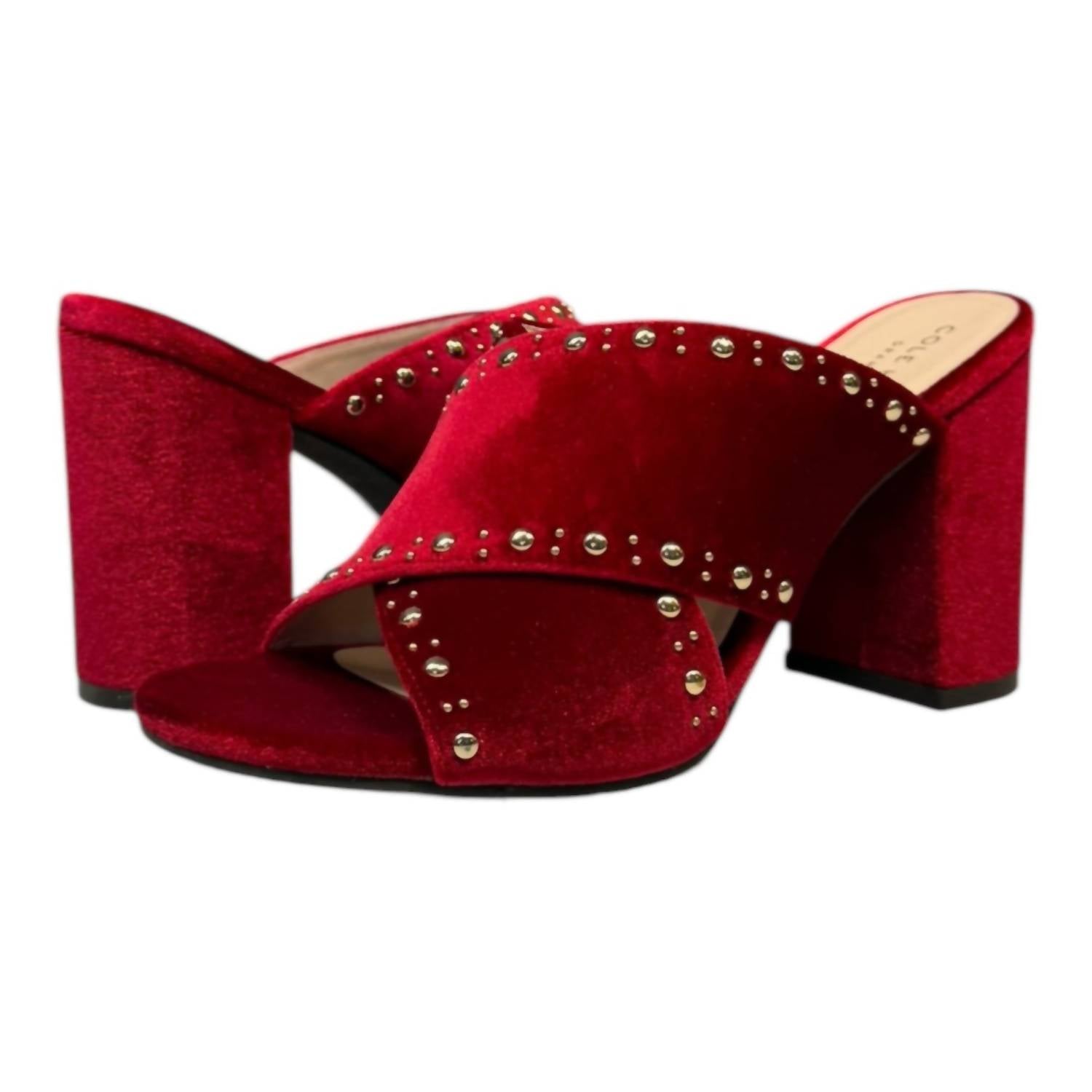 COLE HAAN Women's Gabby Studded Slip-on Sandals in red velvet - women's sandal - view 6