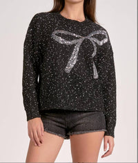 Elan - Crew Neck Sweater With Sequin Bow