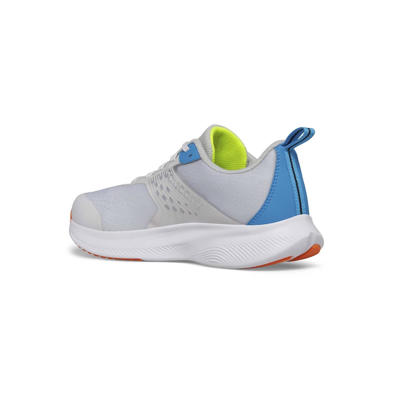 SAUCONY Kid's Ride Sneaker in grey blue citron - kids' sneaker - detail view
