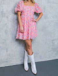 Flying Tomato - Woven Novelty Fabric Mini Dress
