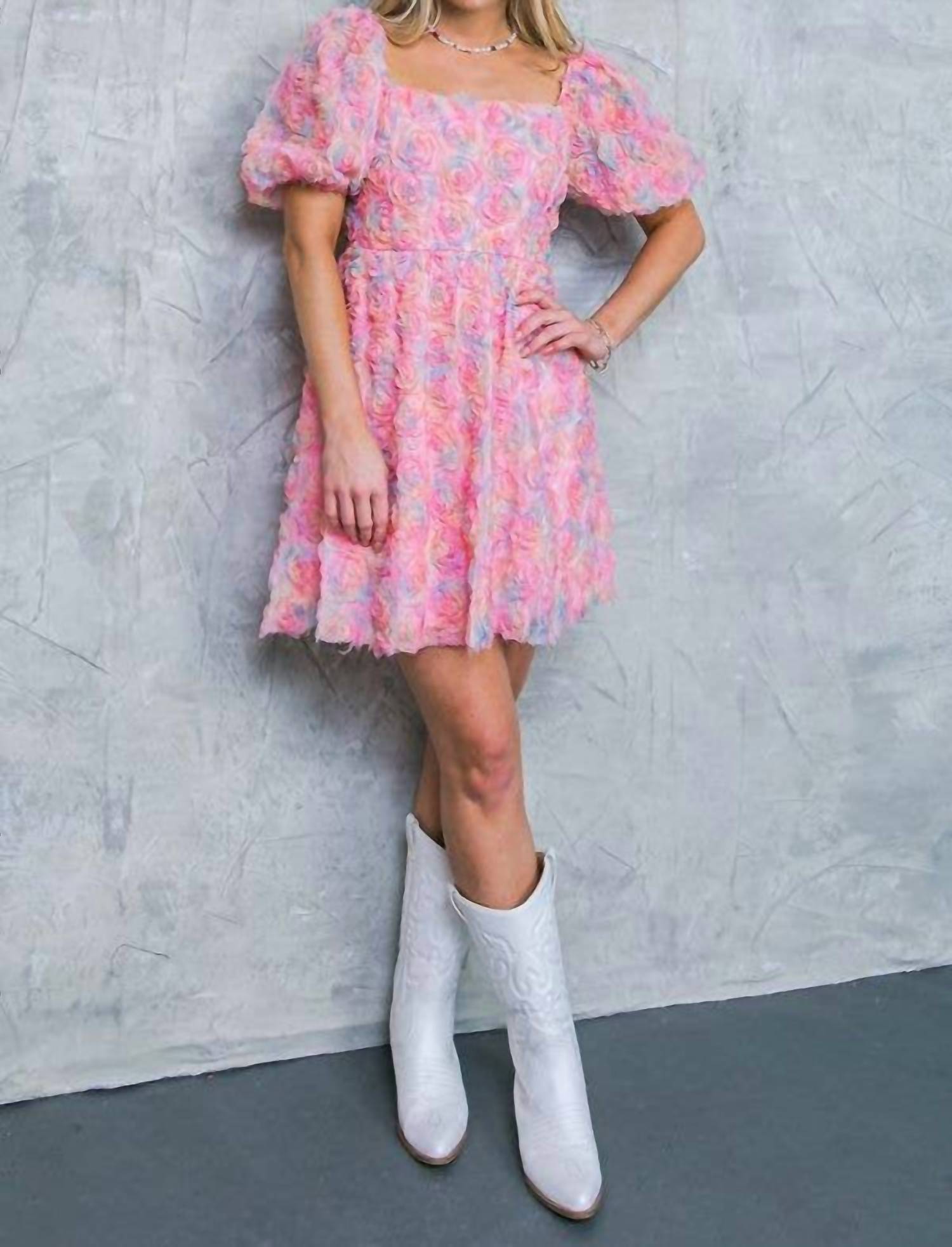 Flying Tomato - Woven Novelty Fabric Mini Dress