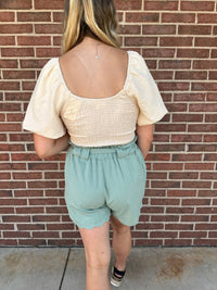 Vanilla Bay - Woven Short Sleeve Bodysuit