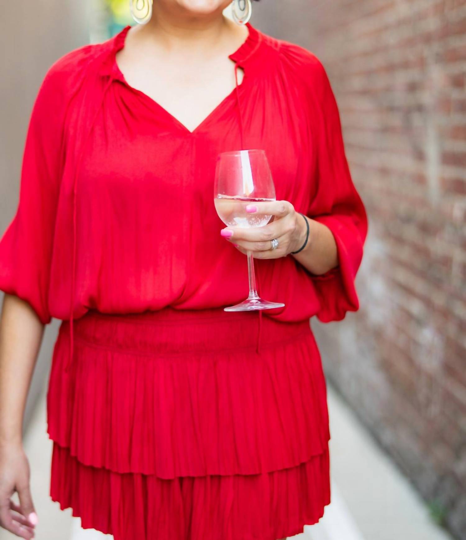 Current Air - Pleated Long Sleeve Dress