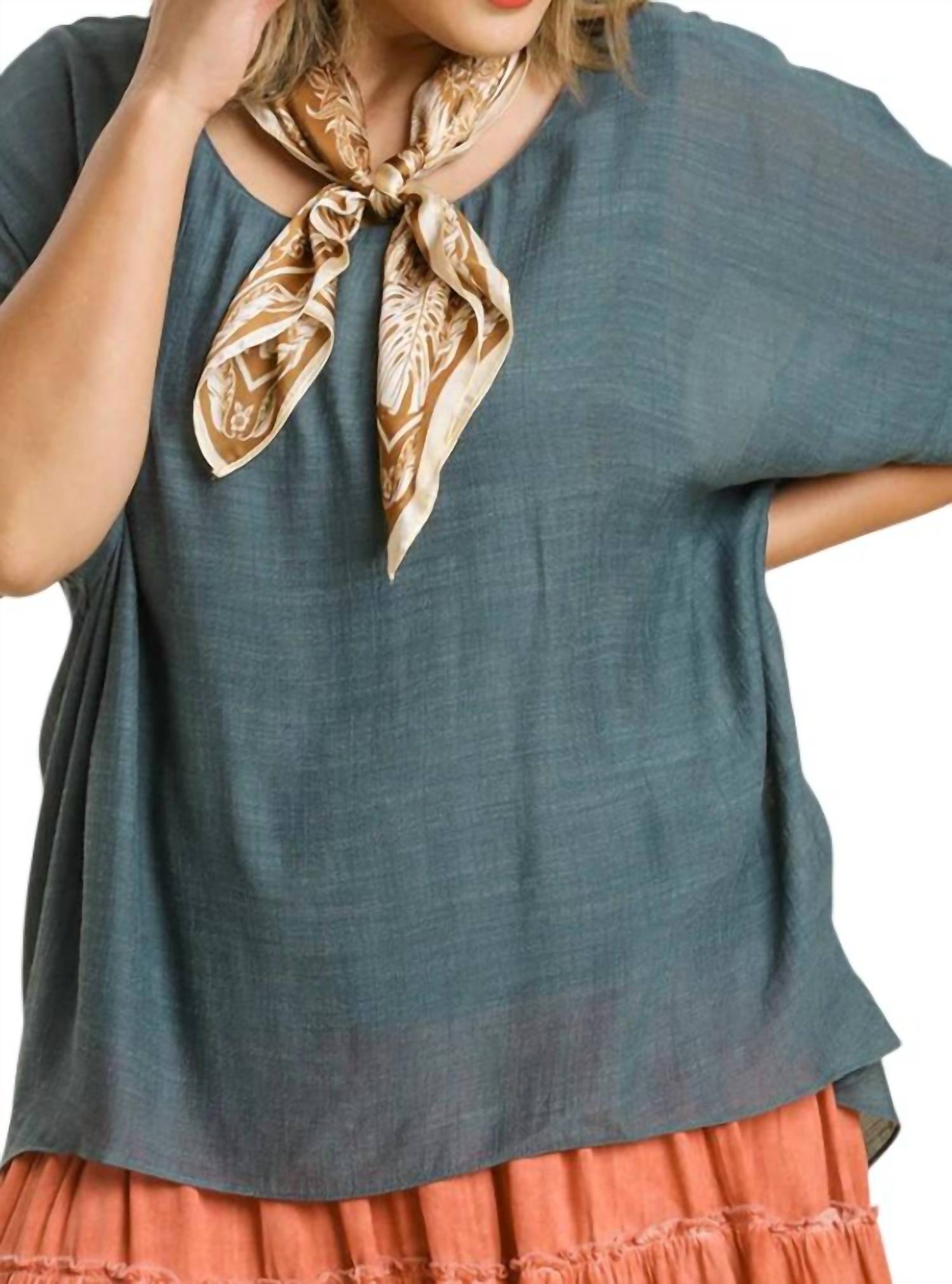 Umgee - Dolman Sleeve Sheer Layered Top - Plus