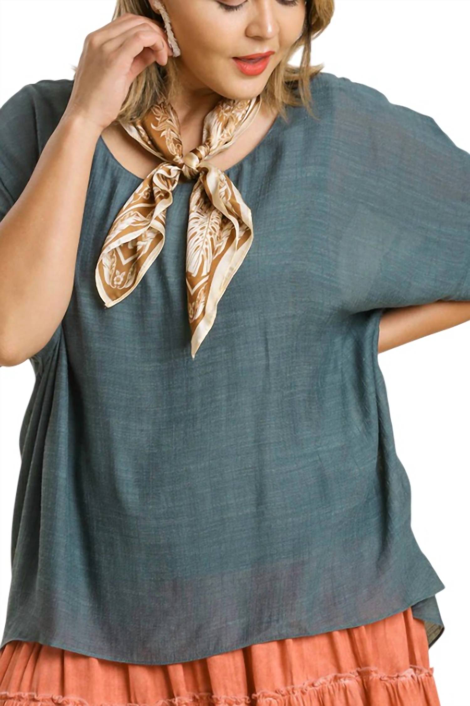 Umgee - Dolman Sleeve Sheer Layered Top - Plus
