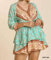 Umgee - Floral Border Print Layered Dress