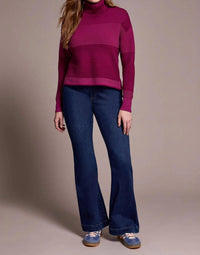 Tribal - Two Tone Turtleneck High Low Sweater