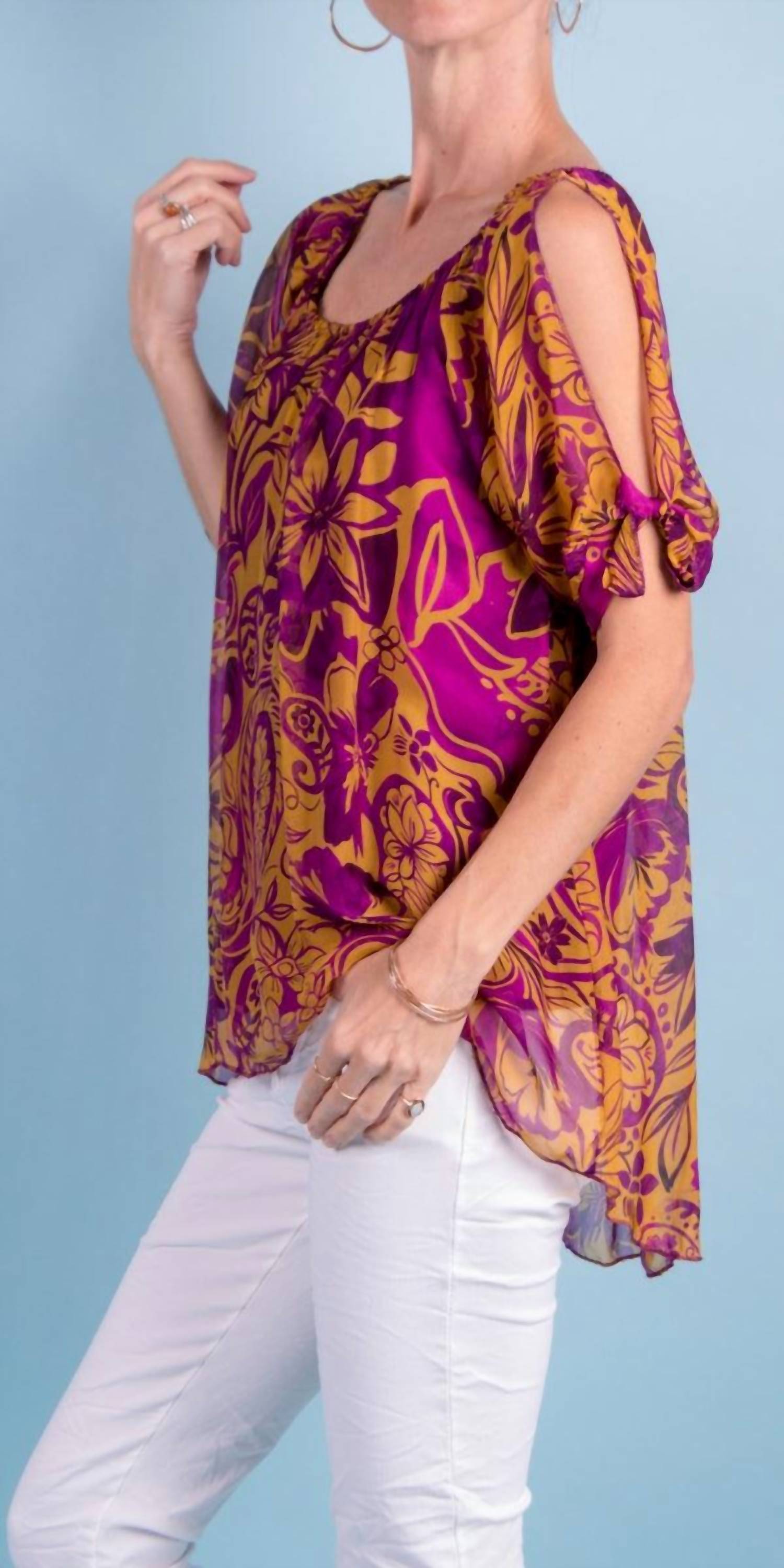 Gigi Moda - Vacanza Silk Short Sleeve Blouse