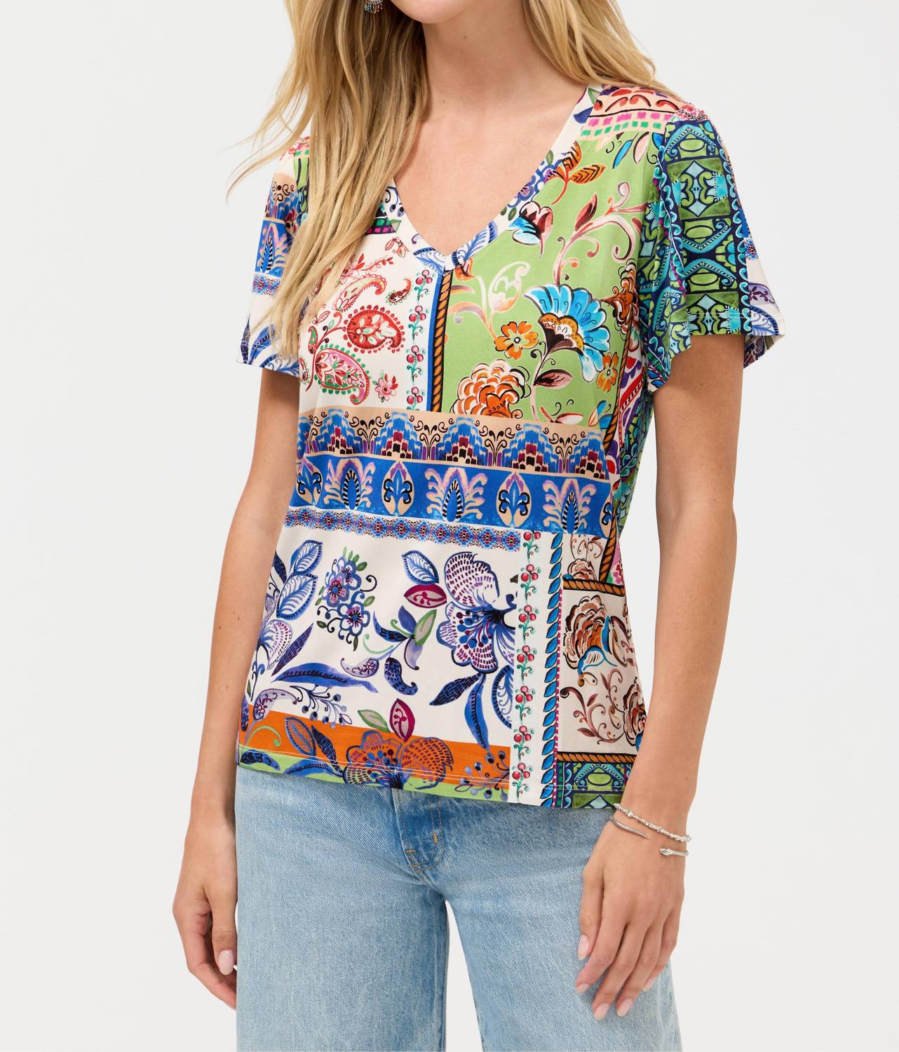Johnny Was - JANIE FAVORITE V-NECK FLUTTER SLEEVE TEE