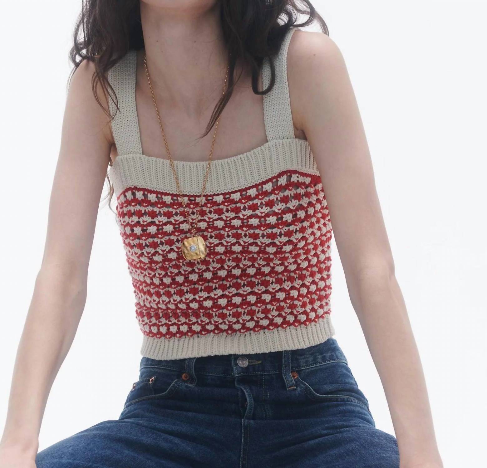 Guest In Residence Women's Marti Tank Top in residence women s marti tank top in cherry combo - women's tank top - alternate view