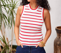 Karen Kane - Stripe Ribbed Sweater Tank Top