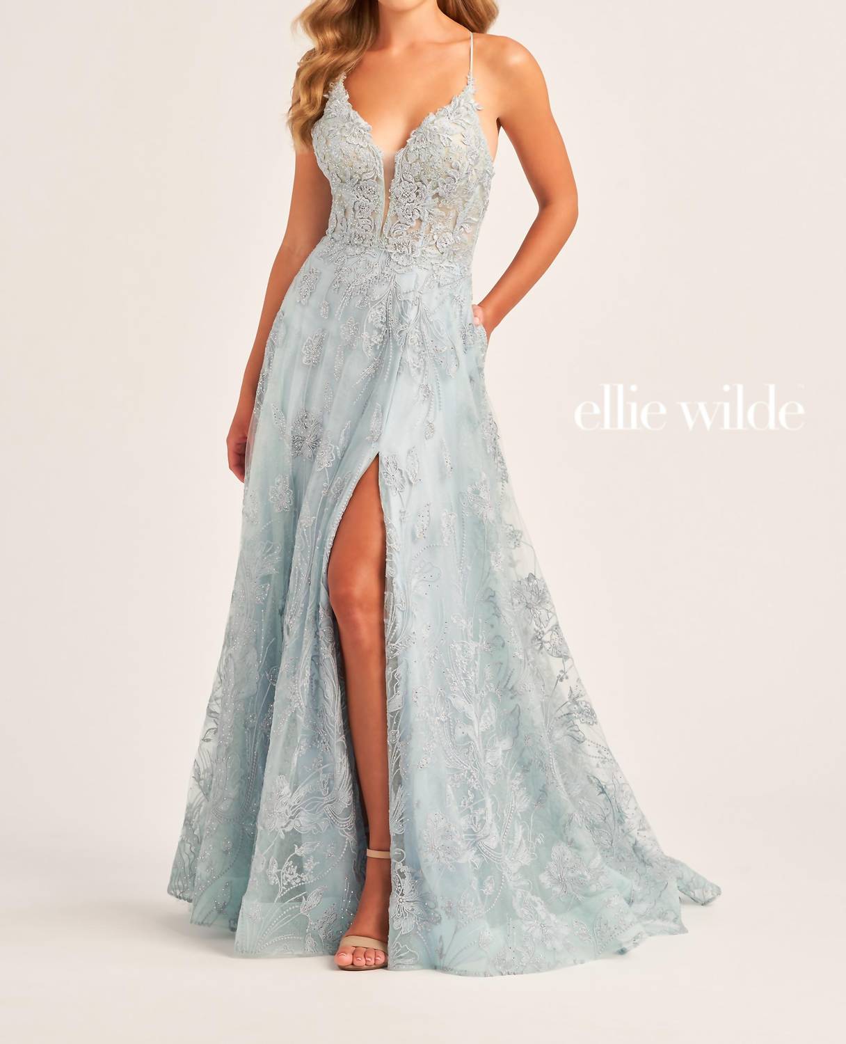Ellie Wilde - Embroidered Beaded Evening Dress