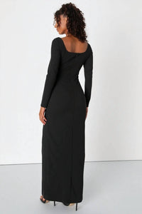 Lulus - Regal Stunner Long Sleeve Corset Maxi Dress