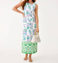 Lilly Pulitzer Dee Stretch Maxi Shift Dress in multi sunny dee patch engineered woven - women's dress