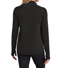 OGIO Women's Motion Zip Top in blacktop - women's long sleeve top - detail view