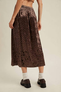 WISHLIST Velvet Floral Midi Skirt in brown - women's skirt - alternate view