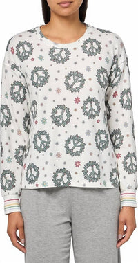 PJ Salvage Joy To The World Long Sleeve Top in ivory - women's long sleeve top
