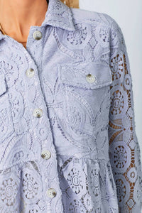 Mystree - Lace Peplum Button-front Jacket