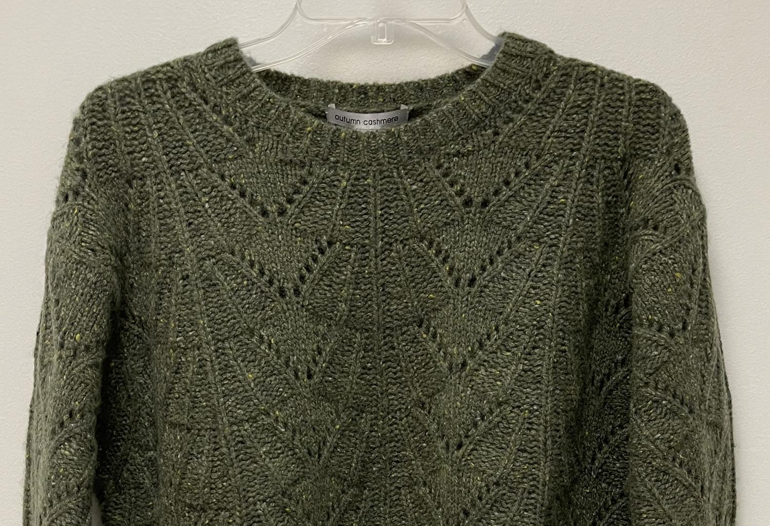 Autumn Cashmere - Women's Boxy Shell Stitch Tipped Crew Top