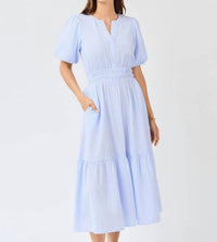 Mary Square - Tracy Seer Sucker Pin Strip Maxi Dress