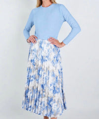 John Abgin - Two Tone Stretch Pleated Midi Dress