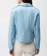 Joseph Ribkoff - Foiled Faux Suede Fitted Jacket With Decorative Buckles