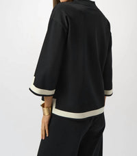 Joseph Ribkoff - Color Block Collared V-neck 3/4 Sleeves Top