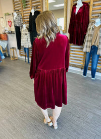 Vine & Love - Velvet Rose Babydoll Midi Dress