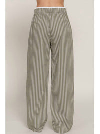 Active Basic Contrast Waist Combo Boxer Straight Stripe Pants in olive - women's pants - alternate view