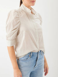 Fifteen Twenty - Women's Margot Embellished Mandarin Stripe Shirt