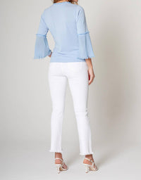 Maven West - Frayed V-Neck Bell Sleeve Top