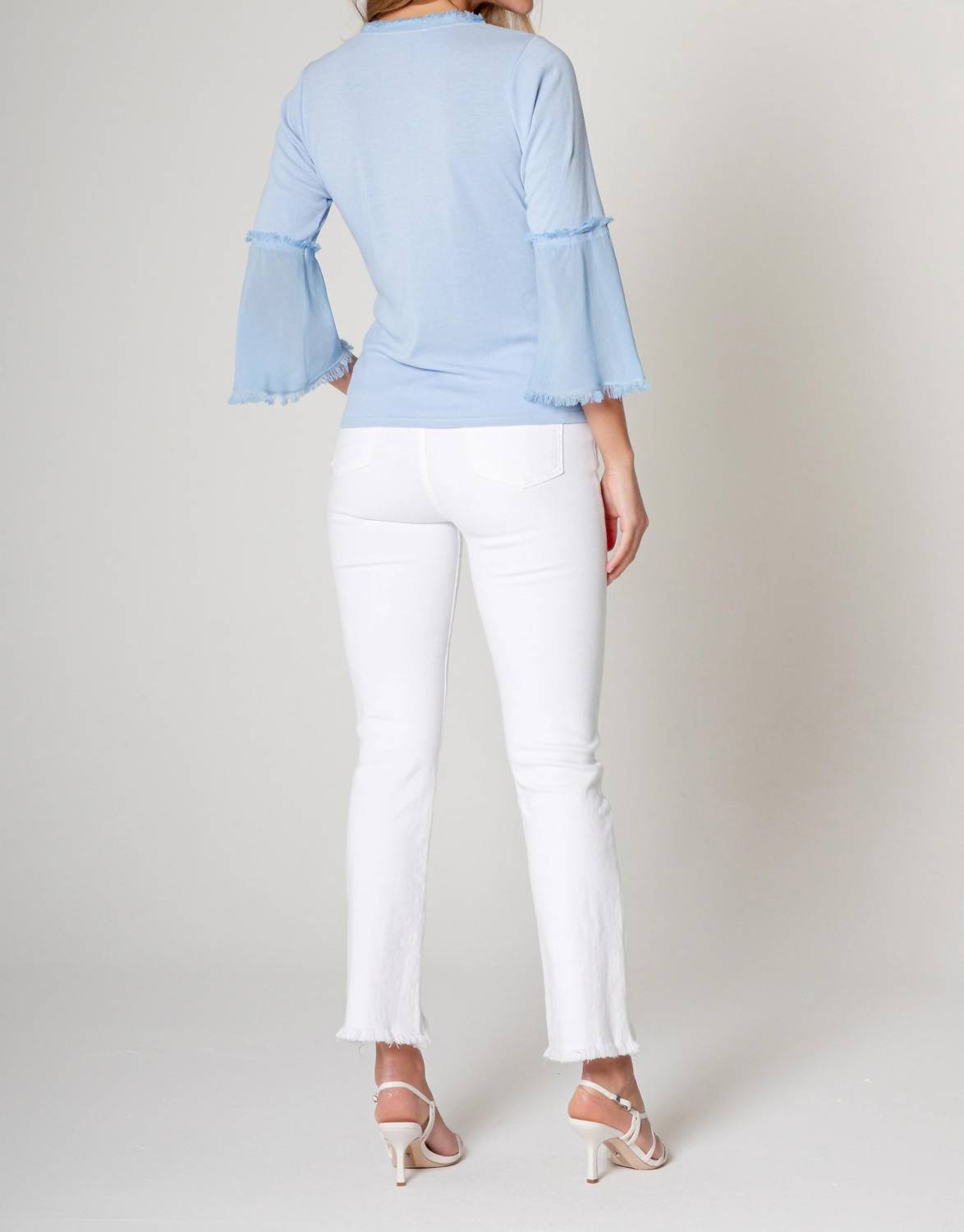 Maven West - Frayed V-Neck Bell Sleeve Top