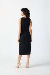 Joseph Ribkoff Gathered Midi Dress in black - women's dress - view 4
