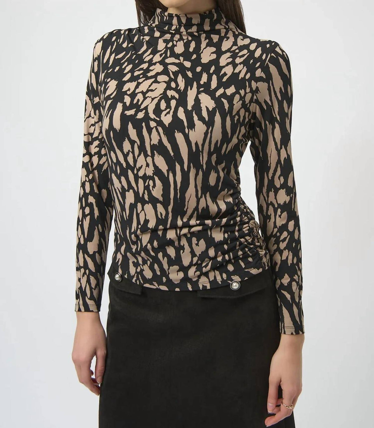 Joseph Ribkoff - Mock Neck Long Sleeves Fitted Top