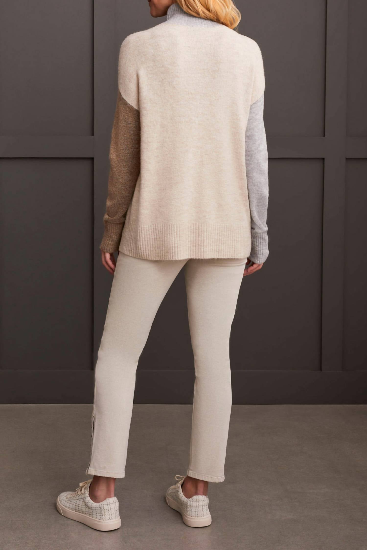 Tribal - Long Sleeve Mock Neck Colorblock Sweater