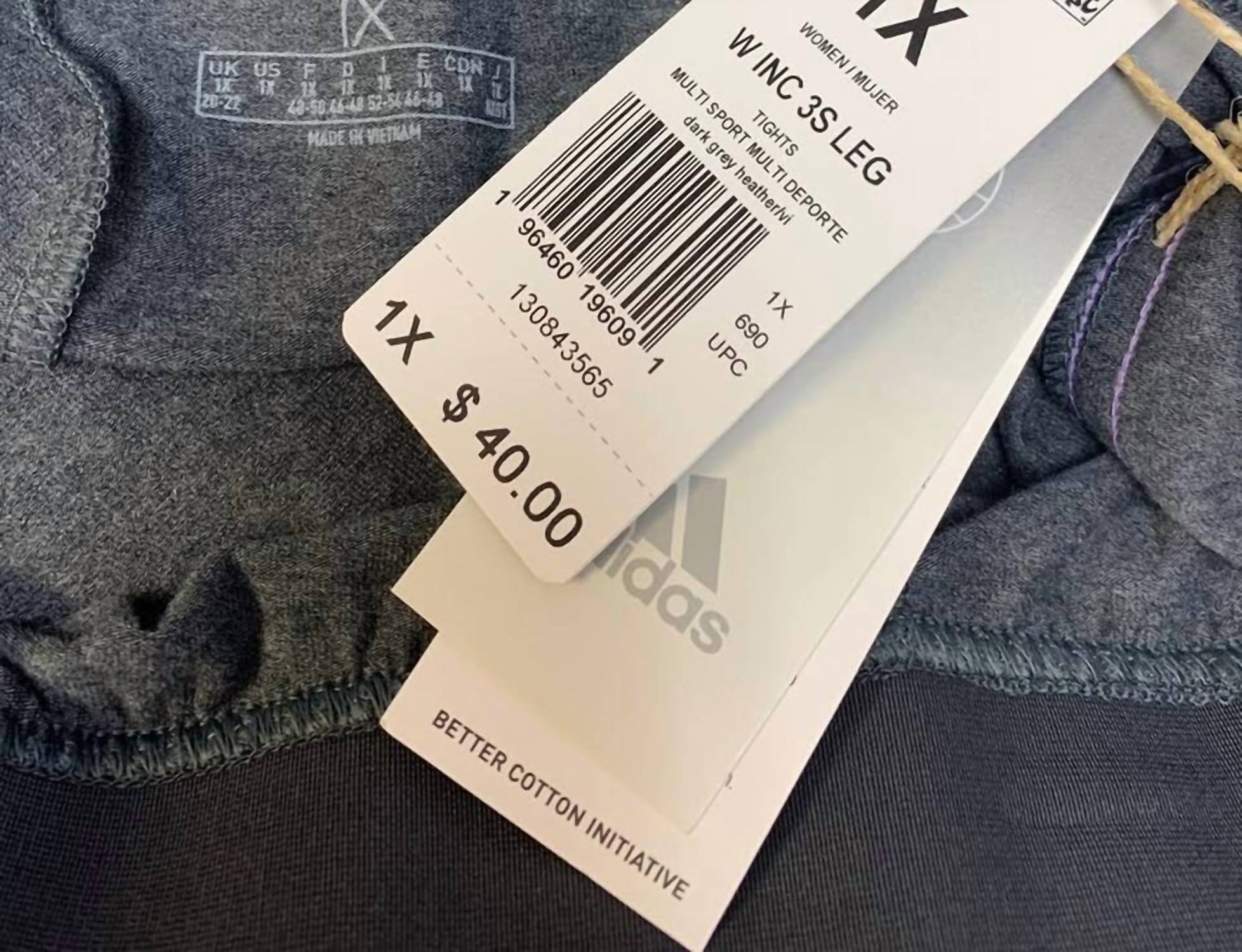 adidas Women's Cotton Blend Mid Rise Tight Fit Athletic Leggings - Plus in gray and purple - women's pants - view 5