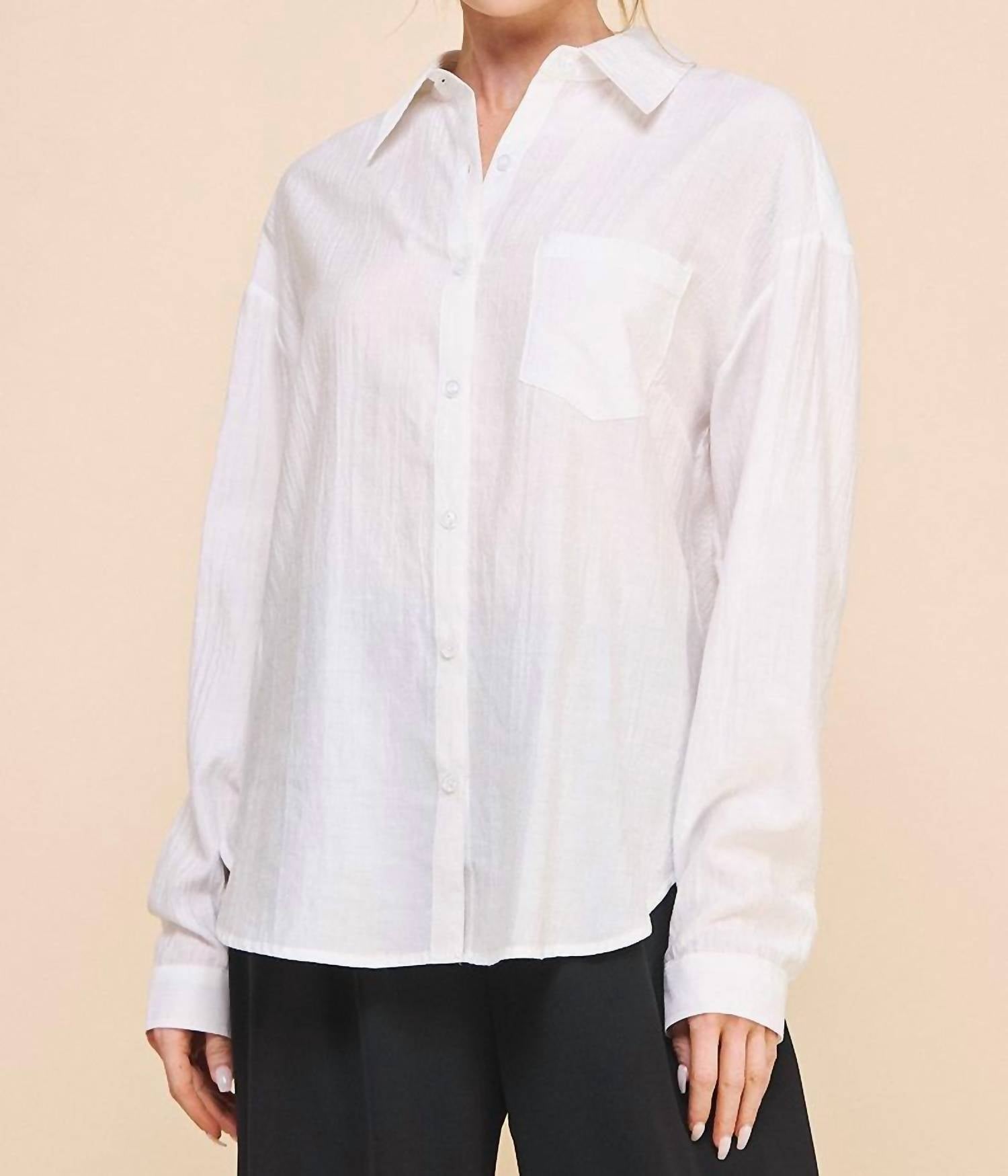 Allie Rose - Esme Textured Button Front Shirt