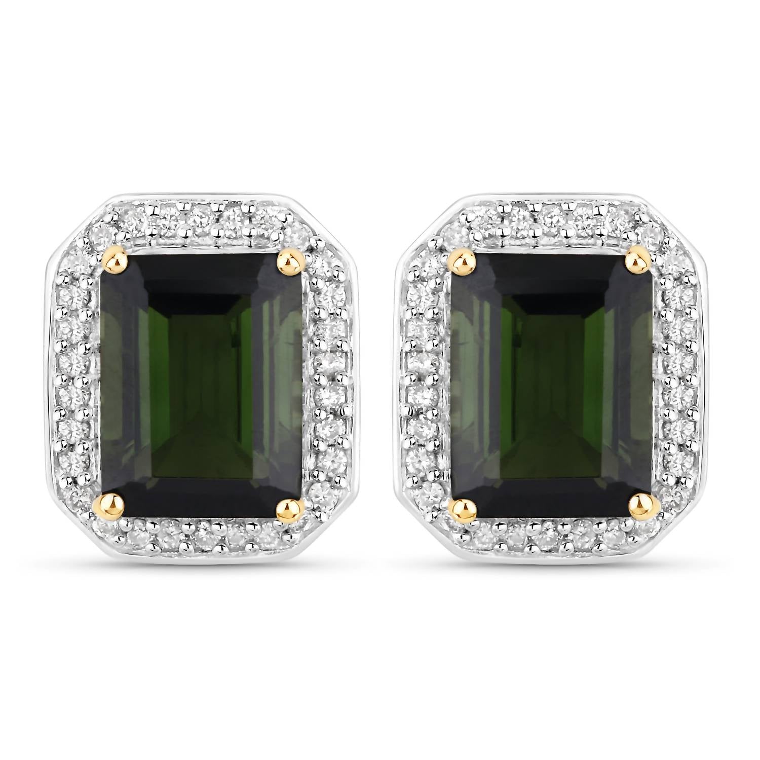 Diana M Jewels Women's Octagon Natural Tourmaline Stud Earrings (3.57 Ct) - Signature Plus in 14k yellow gold - women's jewelry