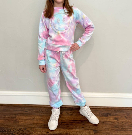 Flowers By Zoe - Girl's Tie-dye Smiley Sweatshirt