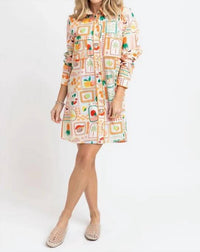 Karlie Fruit Basket Shirt Dress in ivory multi - women's dress