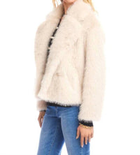 Karen Kane Cropped Faux Fur Jacket in stone - women's jacket - view 4