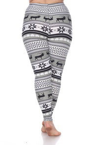 White Mark - Reindeers Printed Leggings - Plus