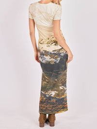 SAGE THE LABEL Wondrous Knit Graphic Maxi Dress in multi - women's dress - detail view