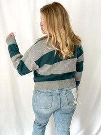 Buttermelon Tidepool Striped Sweater Top in teal - women's long sleeve top - view 4