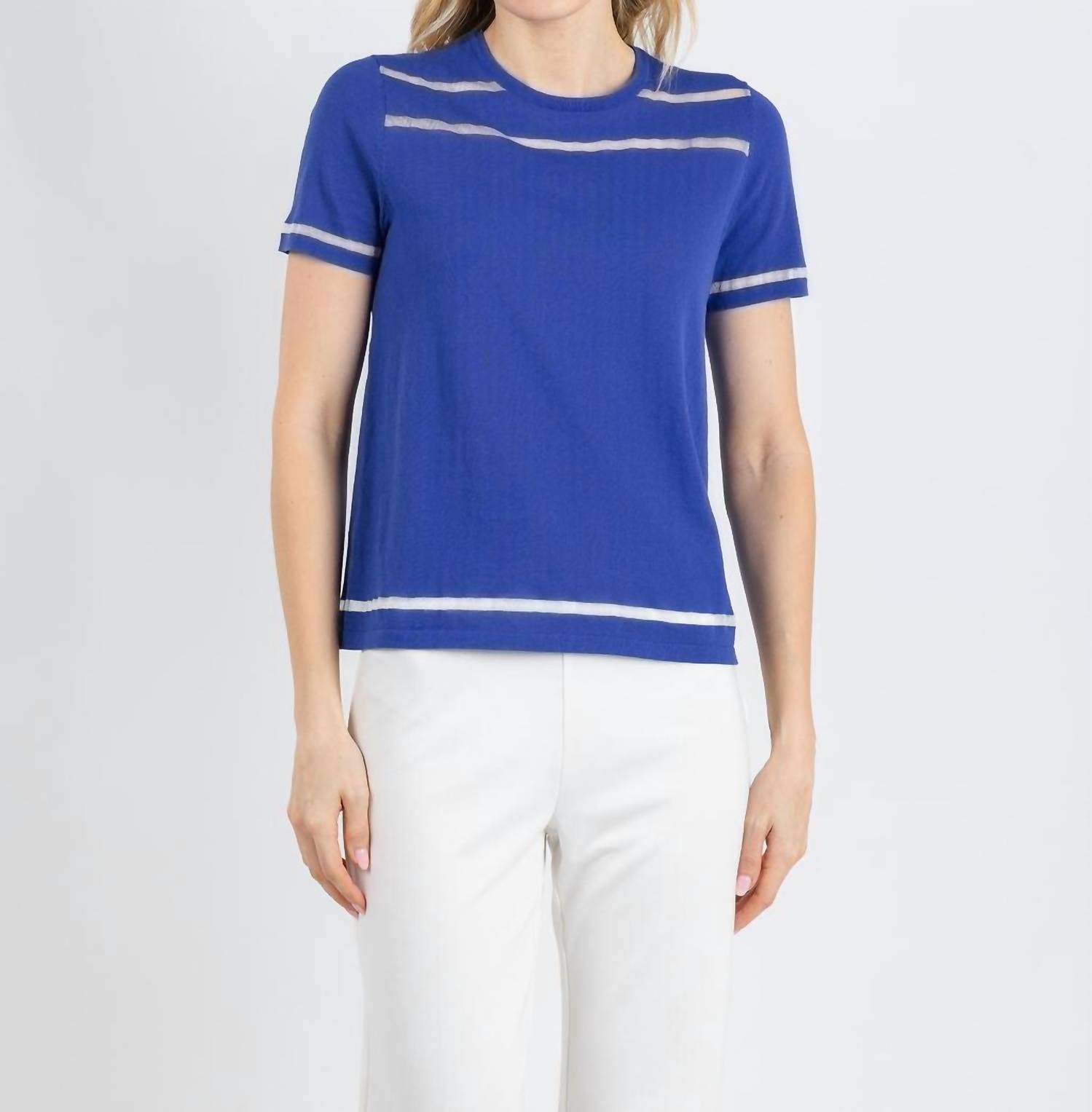 Peace Of Cloth - Sheer Stripe Short Sleeve Crew Top