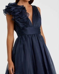 Mac Duggal - Sleeveless Chiffon A-line Tea Length Cocktail Dress