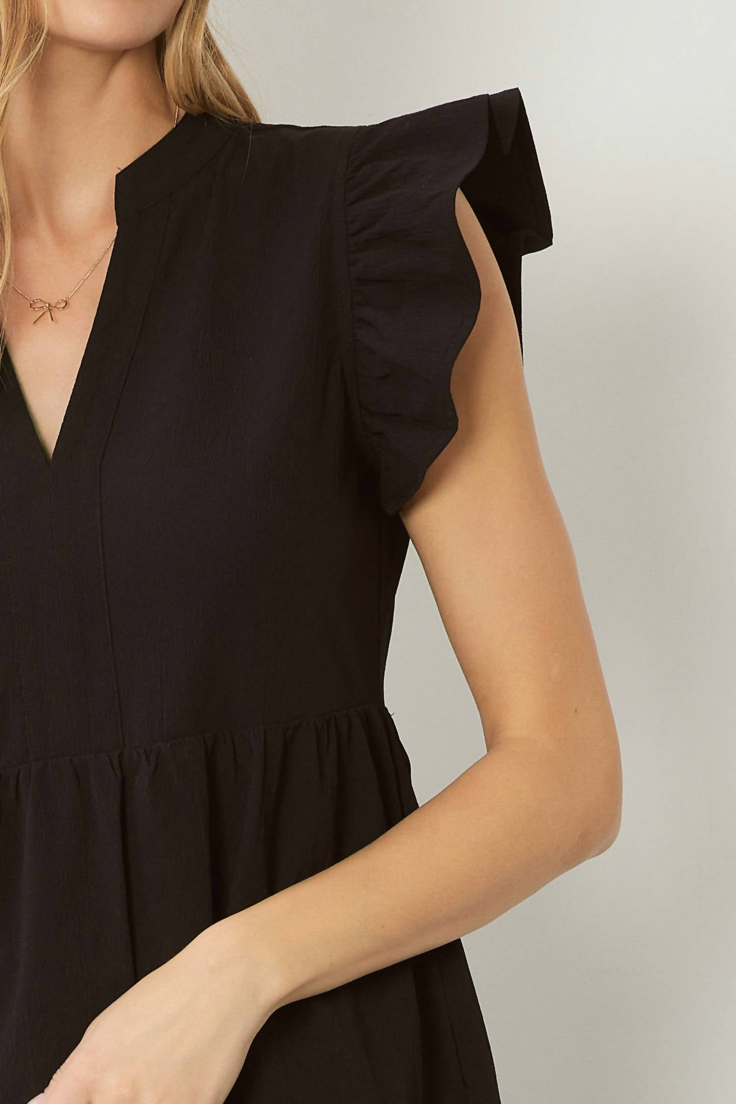 Entro - Ruffled Pocket Tiered Midi Dress