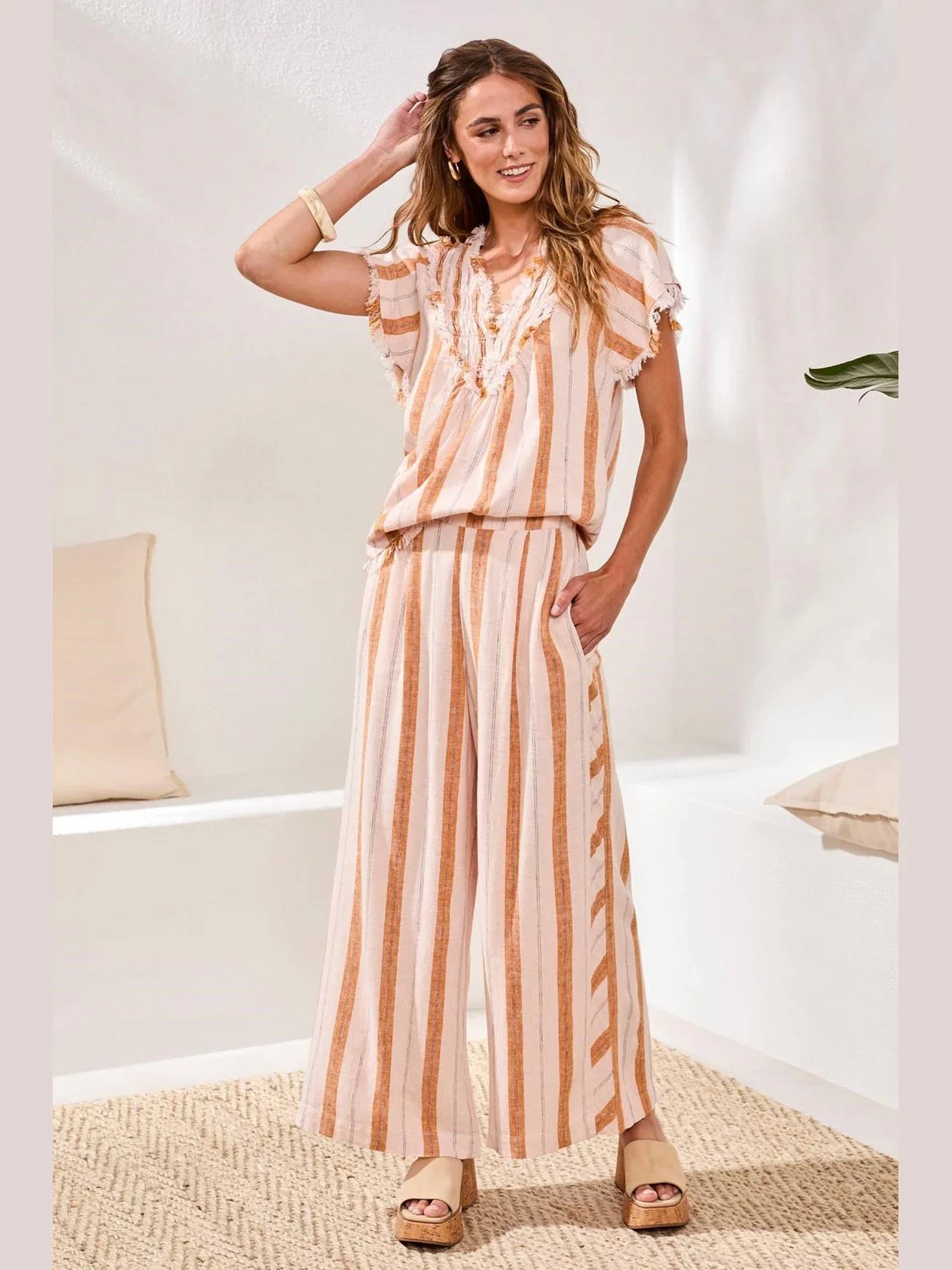 Tribal - Flowy Wide-leg Pants