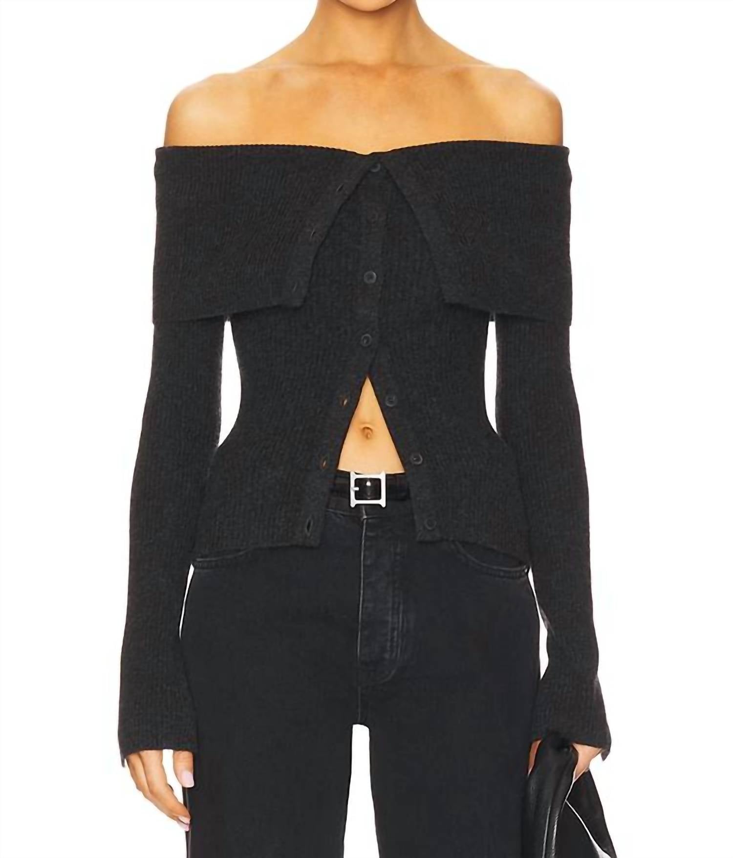 Naadam - Wool Cashmere Off The Shoulder Cardigan