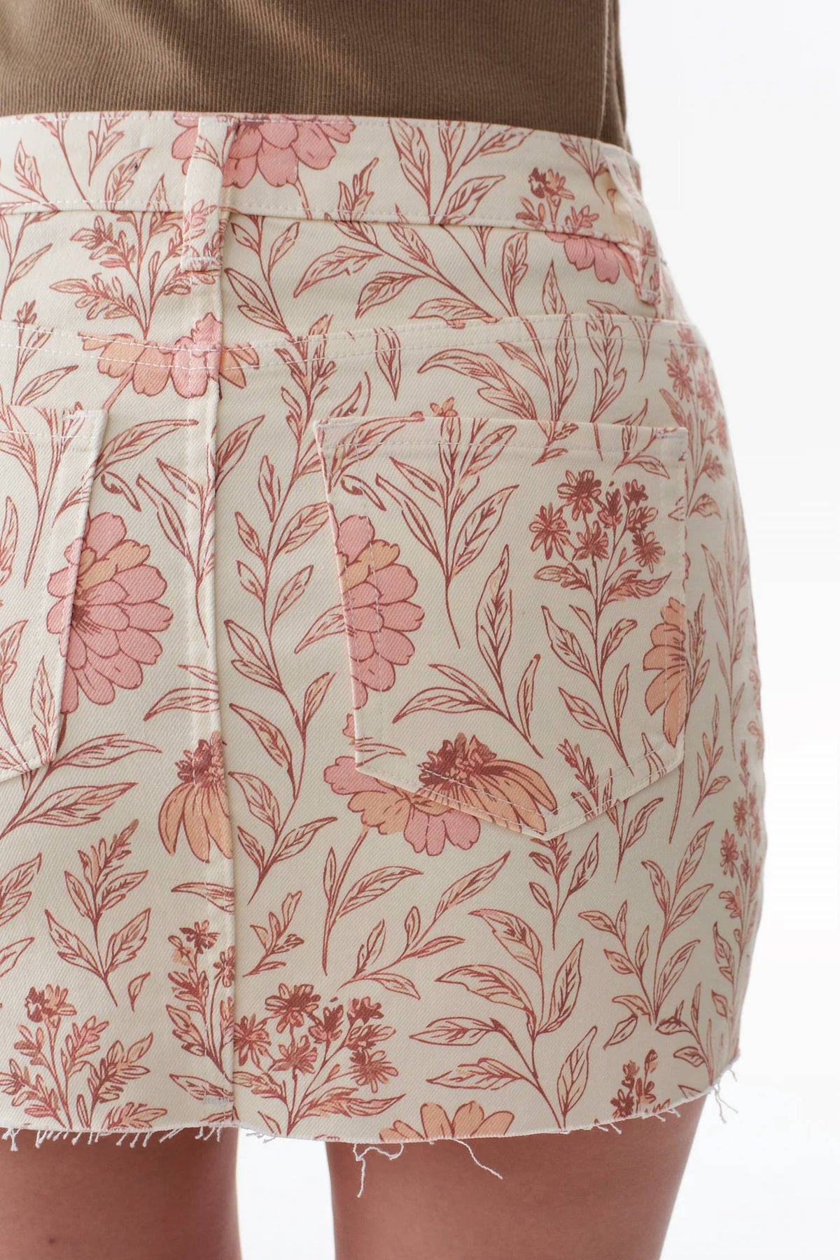 Bayeas - Mid Rise Floral Mini Skirt